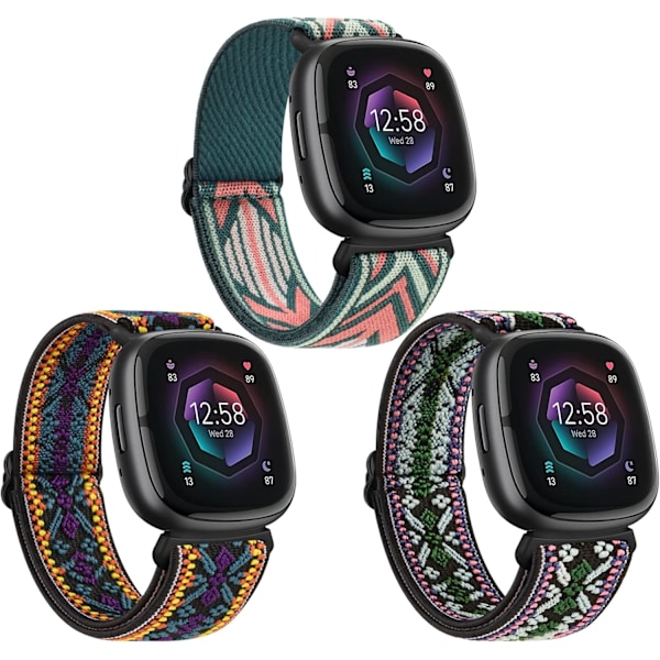 Band til Fitbit Versa 3/ Fitbit Versa 4 Smartwatch, 3-pak holdbar