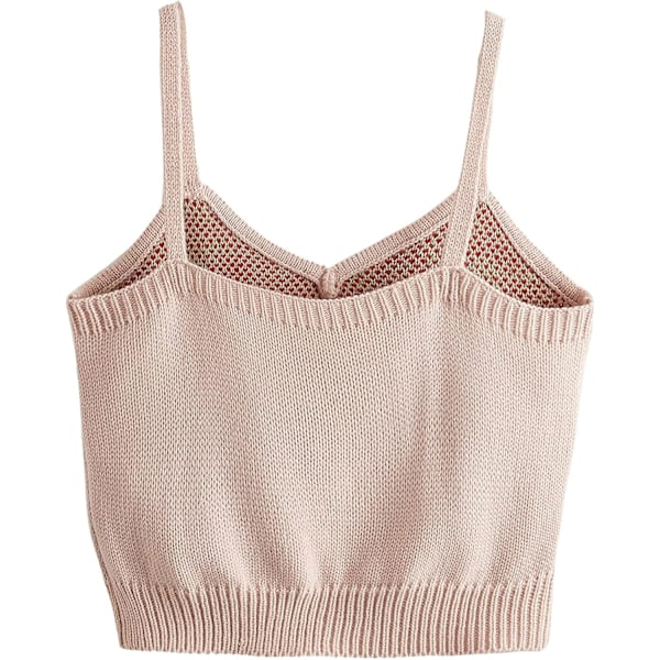 Kvinners blonder lappeteppe spaghetti stropp avling cami søt ribbestrikket slim fit V