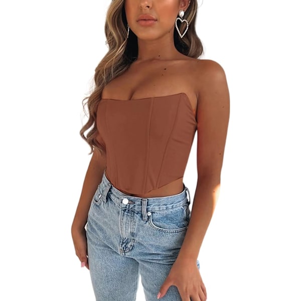 Sexiga damer Push Up Bustiers Korsetter Strapless Off Shoulder Slim Crop Tops