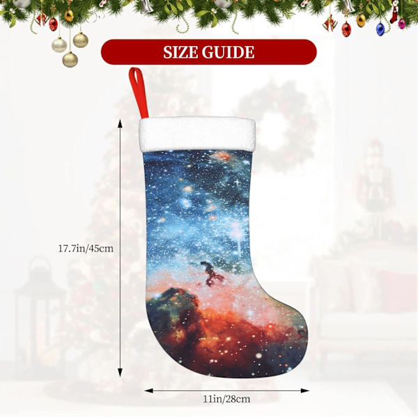 Galaxy Space Julstrumpa Julstrumpehållare Julstrumpa Personifierad Julpynt Godispåse Väska Tema Jultomte Galaxy Space