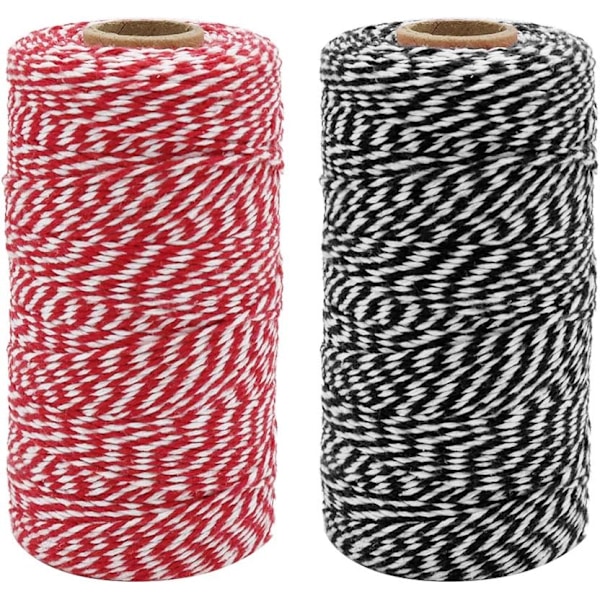 Bakers Twine, 656 Feet 2mm Striped Cotton Twine Ribbon, Christmas Twine for