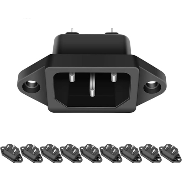 10-pack AC 250V 10A Iec 320 C14 Panelmonterad kontaktadapter