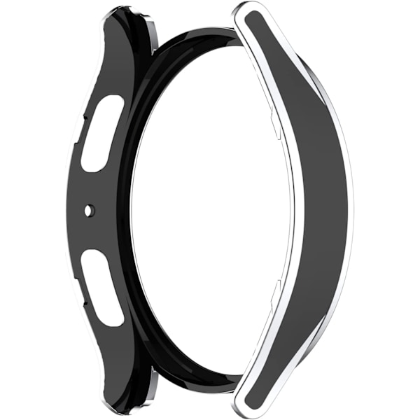 Smartwatch Full Coverage PC Skyddsfodral med Härdat Glas Skärmskydd Kompatibelt med Watch 5 Pro 45mm, Mjukt och Hållbart (Svart+Silver)