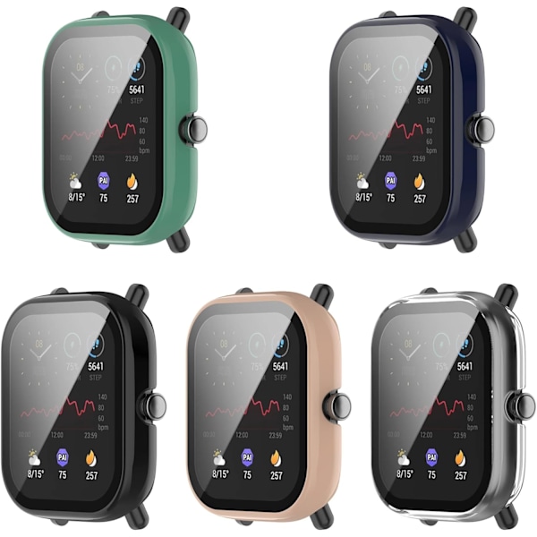 Kompatibel med Amazfit Bip U & Bip U Pro Skal, Reptåligt PC Skyddsskal med HD Härdat Glas Skärmskydd för Amazfit Bip U Sma