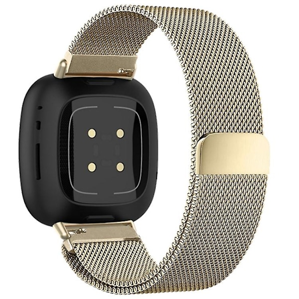 Til Fitbit Versa 4 / Versa 3 20mm Milanese Magnetisk Metal Split Spænde Urrem EUW Retro Gold
