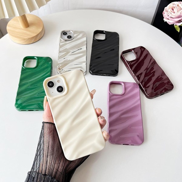 iPhone 13 -kotelo, veden aaltoileva kuvio, kihara aalto, pehmeä, yhteensopiva iPhone-kotelon kanssa (iPhone 13, viininpunainen) Viininpunainen