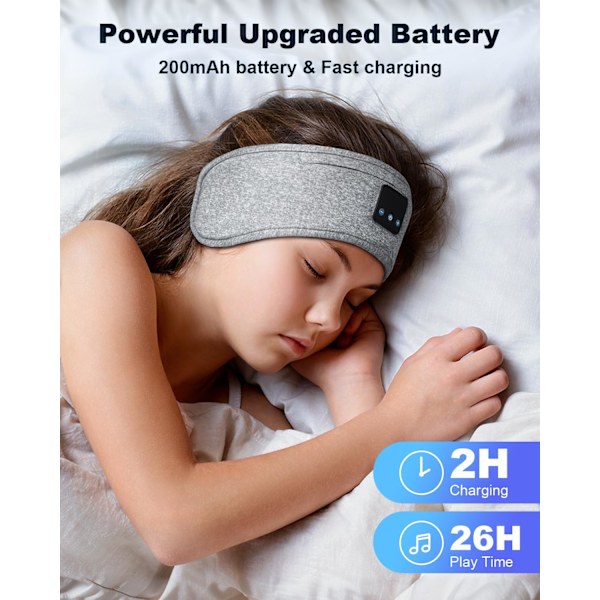 Bluetooth 5.2 Sleep Headband - Bløde Trådløse Hovedtelefoner til Mænd & Kvinder, Perfekt til Sidesøvn, Løb & Yoga