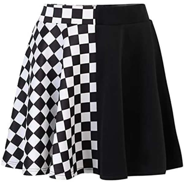 Punk Cross Print Mørk Minikjole Kjede Stropp Svart Uniform Plissert