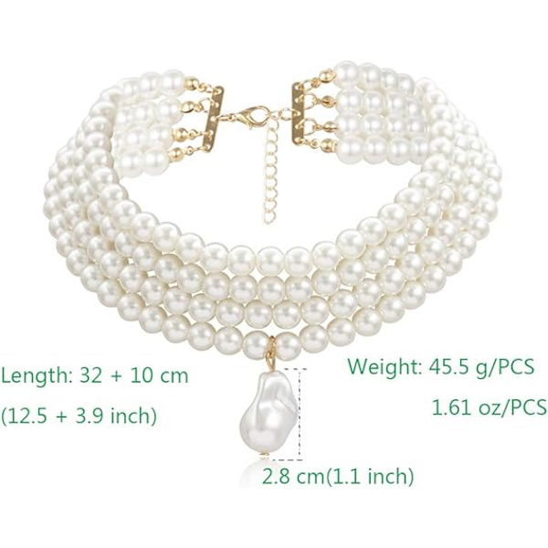 Perle Chokers Multi-Layer Perlehalskæde Multi-Strand Perle