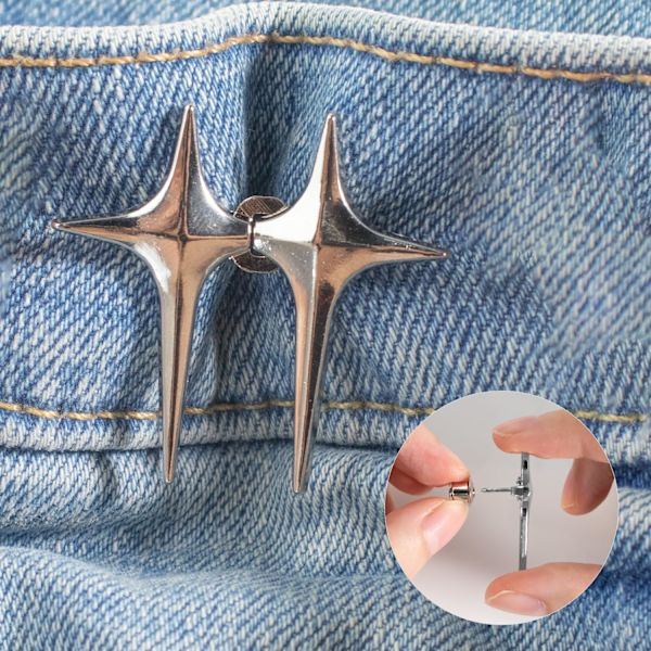 Firkant stjerne jeans knapper pins - Denim mode tilbehør