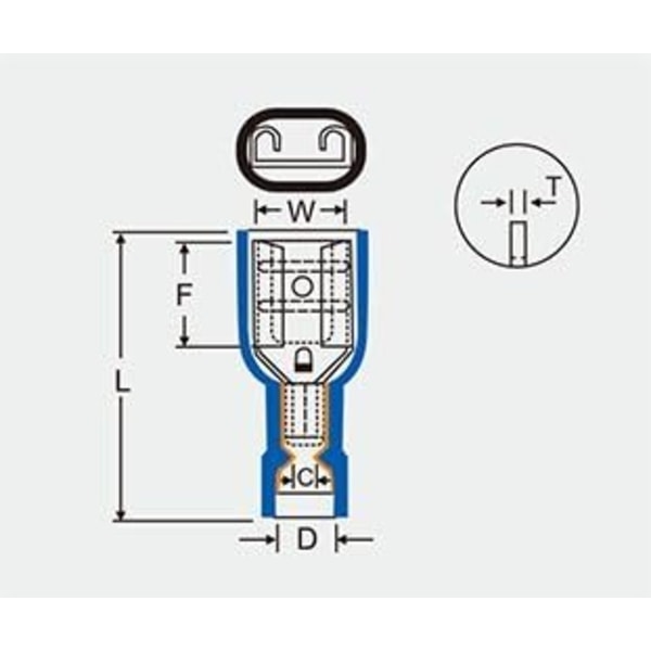 Honkontakt för kabel, snabbkoppling, 6,3 x 0,8 mm, röd