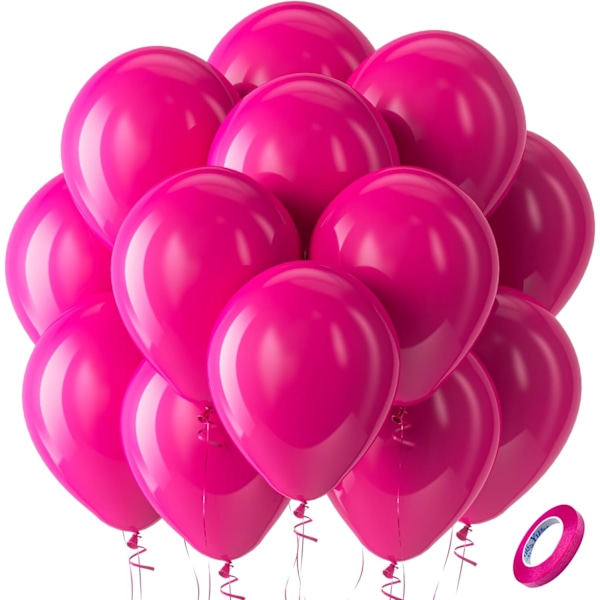 Hot Pink Latex Party Balloner, 100 stk. 12 tommer runde Helium Pink