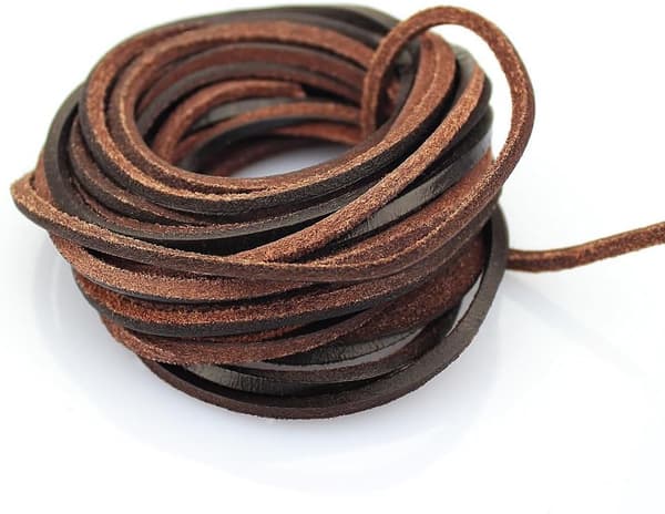 Äkta Läderrem, Läder, Platt Mörkbrun_3mm_5M, 3mm 5 yard