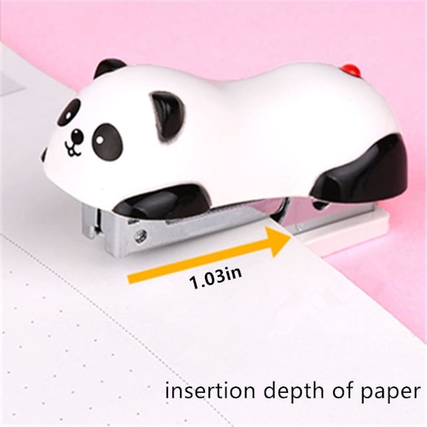 Søt Panda Skrivebords Heftemaskin med Hefteklammer og Fjerner (1 Pakke)