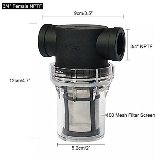 3/4\" Hunn NPT In-Line Sil, Hage Slange Sediment Filter