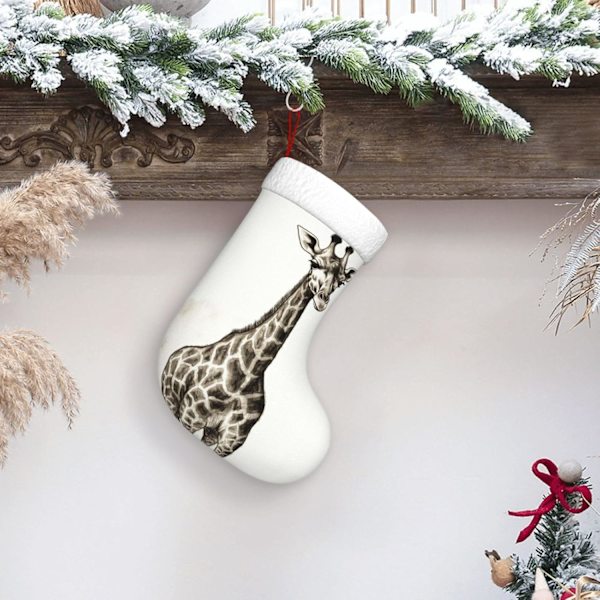 Giraf Grafisk Høj Hals Tryk Jule Strømpe Xmas Ornament Pejs Hængende Jule Sokker Til Familie Ferie Xmas Party Dekorationer 45