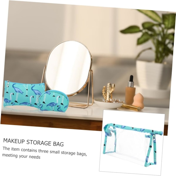 3 sæt opbevaringsposer Rejse toilettasker Bærbar toilettaske Rejse make up taske Klar makeup pung Klar toilettasker Organizer tasker til rejser