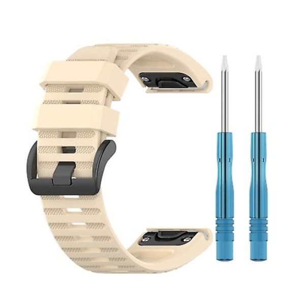 For Garmin Fenix 6 22mm Smart Watch Quick Release Silikonurrem TSC Beige