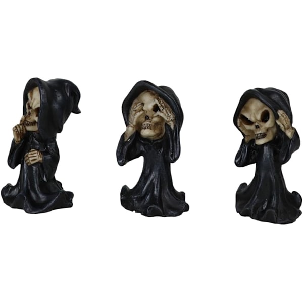 Ebros Gave Gotisk Alkymi Nekromanti Magi Se Høre Tale Intet Ondt Grim Reaper Skelet Figurer Chibi Sæt af 3     Dekor Ossuarium Kirkegård