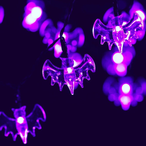 70 LED-ljusslinga för fladdermöss - 22,6 fot Halloween-ljusslinga, vattentät kontaktbelysning för utomhus-, inomhusdekoration - Halloween-belysning för trädgård,