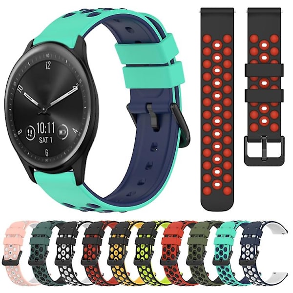 Til Garmin Vivomove Sport 20mm To-farvet Porøs Silikone Urrem UUG Black-Yellow