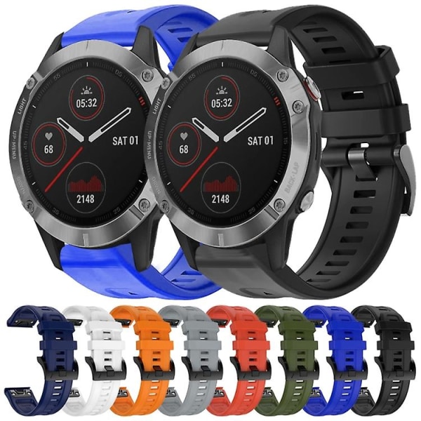 Til Garmin Fenix 6 Gps Metal Spænde Solid Color Silikonurrem SKT Red