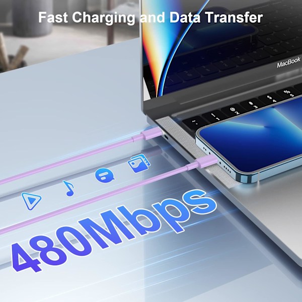 (4-pakning Apple Mfi-sertifisert) USB C til Lightning-kabel