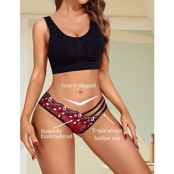 Sexy truser for kvinner Butterfly Broderte undertøy Mesh