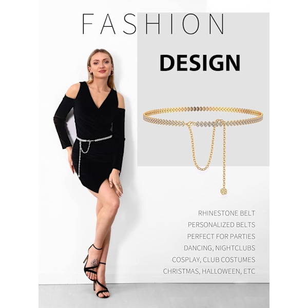 Rhinestone Body Chains Smycken för kvinnor och tjejer Sexiga