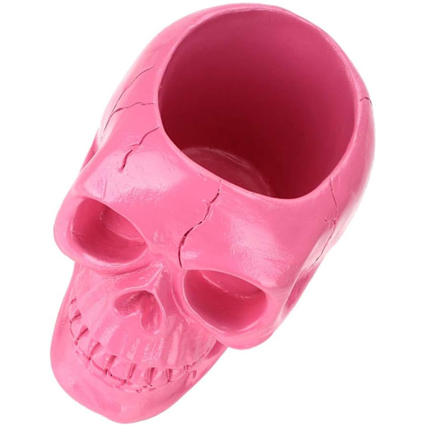 Mkeup børste orgnizer kraniehoved n holder blyantholder kop beholder orgnizer til hjemmekontor halloween borddekoration lyserød multi multi