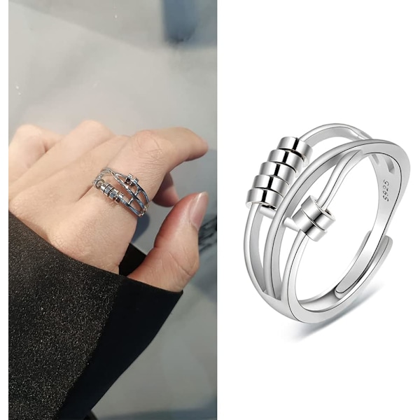 925 Sterling Sølv Angst Ring - Retro Spinnerring til Stress Relief