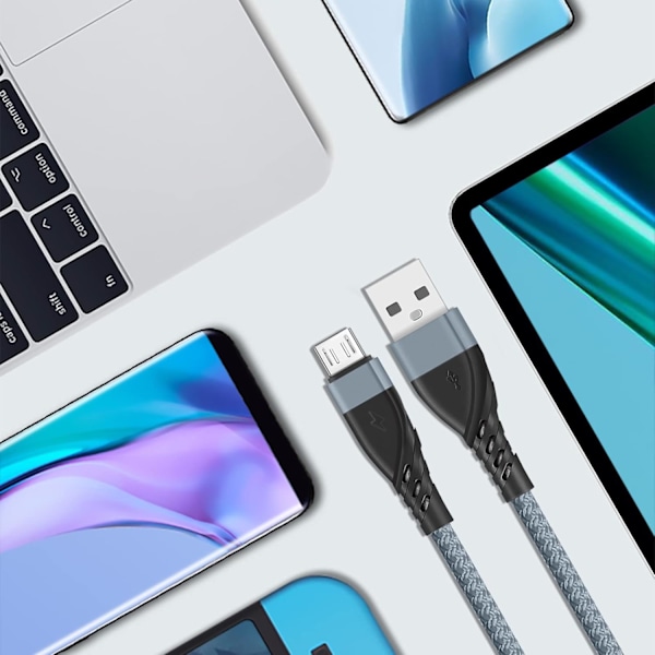 Kort Micro USB-kabel 1 fot, [2-pack] Android-laddningskabel snabb