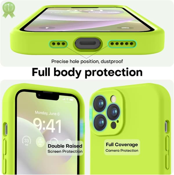 iPhone 14 Pro silikondeksel i premiumkvalitet med mikrofiberfôr, støtsikkert - Grønn