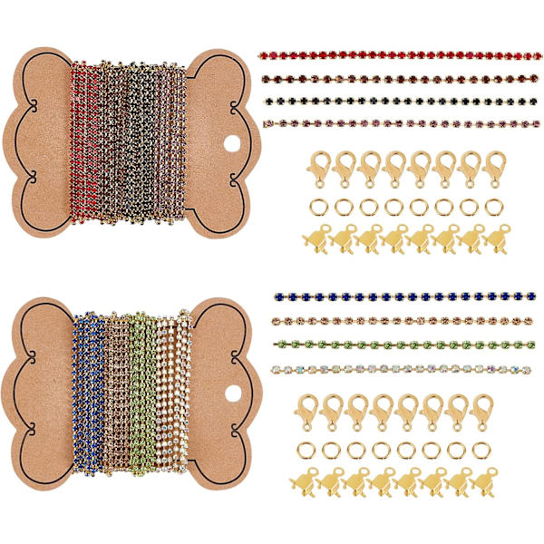 Rhinestone Strass Chains - 8 st - DIY Smyckestillverkning