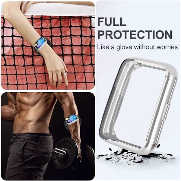 [2 delar] Fodral kompatibel med Watch fit 2, Svart Hög Transparens