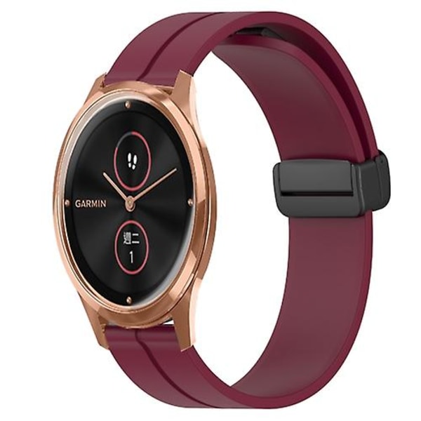For Garminmove Luxe 20mm Solid Color Magnetisk Spænde Silikone Urrem SYU Wine Red