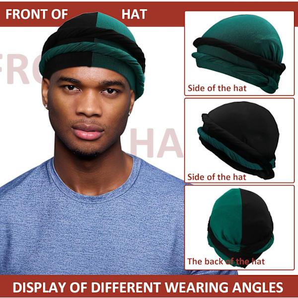 4 delar turban för män Twist Head Wraps för män Stretch