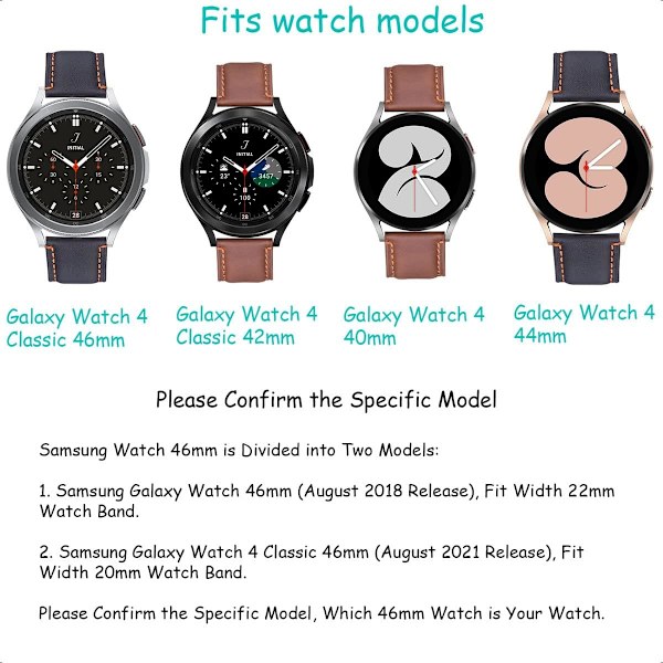 Galaxy Watch 4-reimer 2-pakke, kompatibel med Galaxy Watch 4