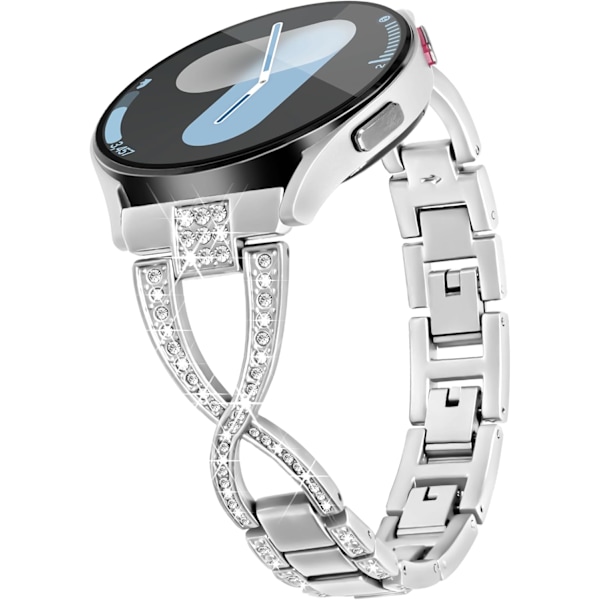 X-Shape 20mm urrem til Galaxy Watch 4 5 6 7 FE urrem 40mm 44mm, Dame Bling Metal urrem til Watch urrem 7 6 5 4 Classic/5 Pro/Watch 3