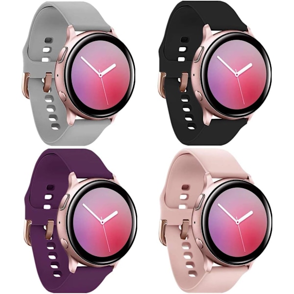 4-pak Galaxy Watch 4-rem, 20 mm silikone-rem kompatibel med