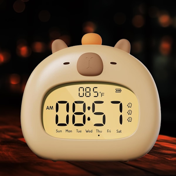 Capybara Alarm Clock for Kids, Children's Sleep Trainer, Cute Capybara Clock Dimmable Night Light, Christmas Birthday Gift for Toddlers Boys