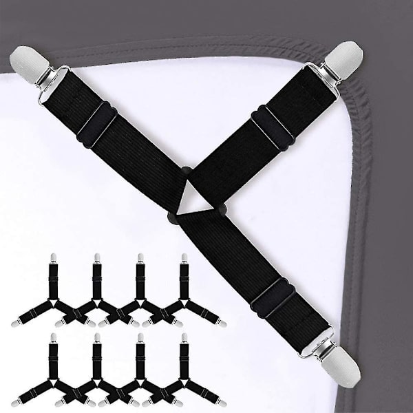 Sengesengremme, 8 stk. Sengesengremme Justerbare Trekant Elastiske Suspender Madrass Hjørneklips Med Heavy Duty Grippers