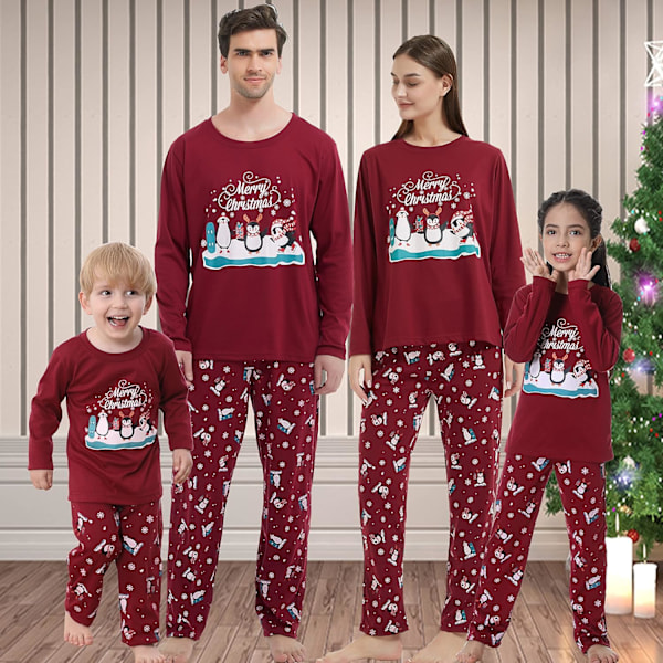 Julfamilj matchande pyjamas röda semester pjs set bomull nattkläder