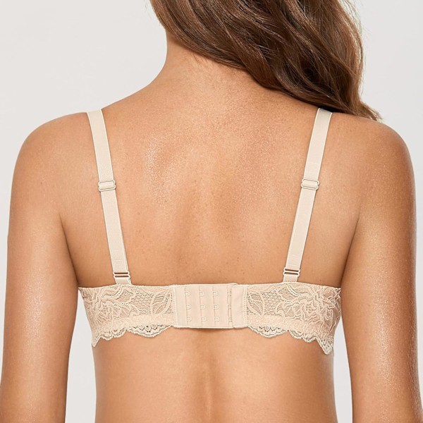Kvinnors Push Up Spets-BH Underwire Plunge Full Coverage BH:ar Sexig Plus Size
