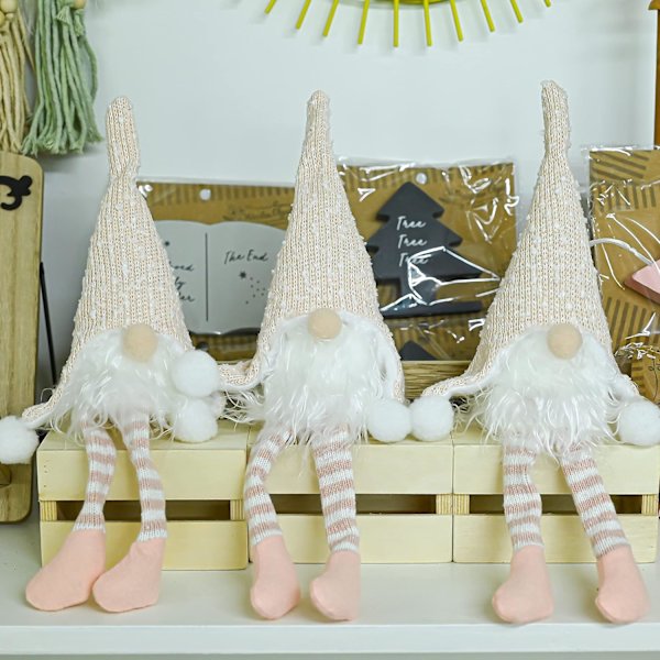 3PC Handgjorda Jultomte Plyschdockor - Tomtar Julbordsdekoration
