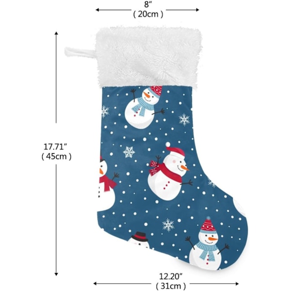 Julklapp, Personliga Julklappsstrumpor 2-pack Snögubbe Jul Snöflingor Blå 18 tum Julstrumpor Hängande Ornament K