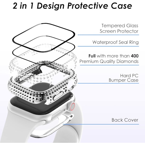 2 i 1 Bling vanntett etui for iWatch Series 6