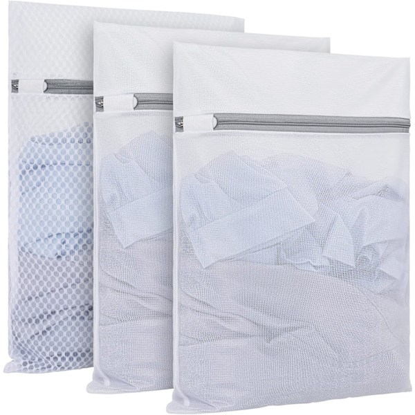 3-pakning med netting vaskeposer. Vaskepose for delikate plagg til vaskemaskin