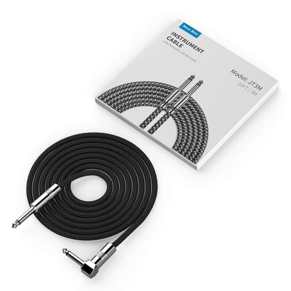 Guitar Kabel 10FT Elektrisk Instrument Bas AMP Ledning til Elektrisk Mandolin, Pro Audio (Retvinklet til Lige,