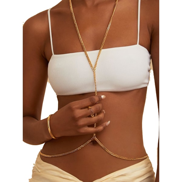 Charm Golden Body Chain Magkedja Midjekedjor för kvinnor